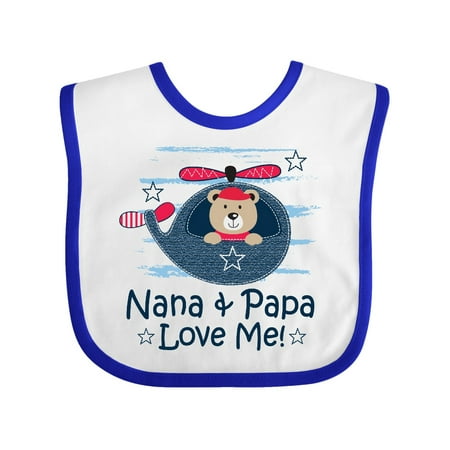 Inktastic Nana and Papa Love Me Grandson Gift Baby Boy Bib