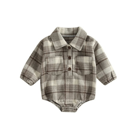 Baby Boy Romper Buttons Lapel Long Sleeve Vintage Plaid Pattern Jumpsuit with Pockets
Baby Boy Romper Buttons Lapel Long Sleeve Vintage Plaid Pattern Jumpsuit with Pockets
