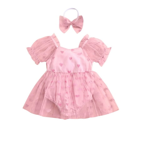 Co.MMehjri Baby Girl 2 Piece Summer Outfits 0-24M Infant Clothes Heart Print Short Sleeve Mesh Tulle Romper Dress with Cute Headband Set
Co.MMehjri Baby Girl 2 Piece Summer Outfits 0-24M Infant Clothes Heart Print Short Sleeve Mesh Tulle Romper Dress with Cute Headband Set