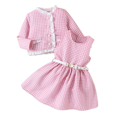 Youmylove Toddler Girls Winter Long Sleeve Pink Plaid Coat Dress Belt 3PCS Outfits Baby Clothes Set Child Clothing
Youmylove Toddler Girls Winter Long Sleeve Pink Plaid Coat Dress Belt 3PCS Outfits Baby Clothes Set Child Clothing
