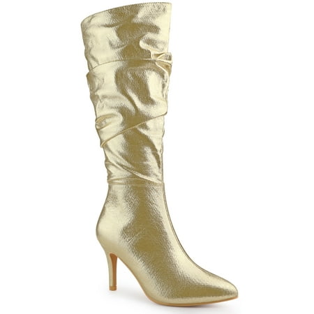 Allegra K Women s Slouchy Pointed Toe Stiletto High Heels Knee High Boots