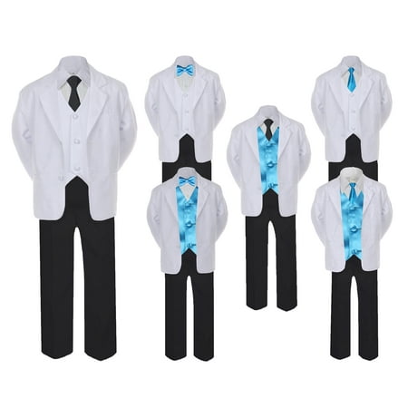 5-7pc Formal Black White Suit Set Turquoise Bow Long Tie Vest Boy Baby Kids Sm-20 Teen
5-7pc Formal Black White Suit Set Turquoise Bow Long Tie Vest Boy Baby Kids Sm-20 Teen