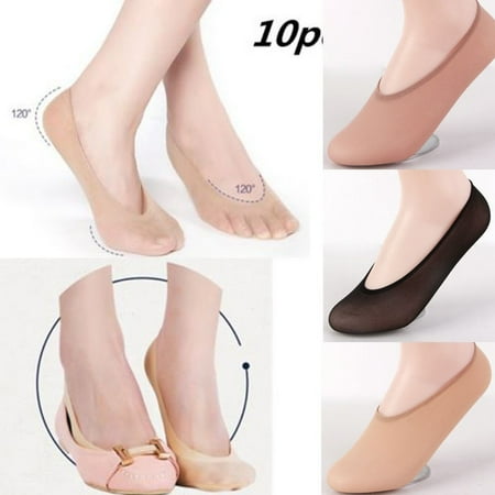10 Pairs Women Invisible No Show Nonslip Loafer Boat Liner Low Cut Socks