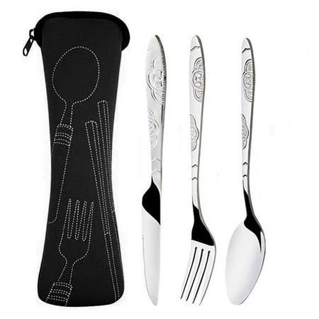 CHAMAIR 3pcs Stainless Steel Cutlery Set Steak Knives Fork Spoon with Cloth Bag (Black)
CHAMAIR 3pcs Stainless Steel Cutlery Set Steak Knives Fork Spoon with Cloth Bag (Black)