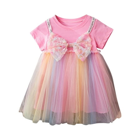 ASEIDFNSA Girl Short Sleeve Dress Monogram Dress Toddler Toddler Girls Short Sleeves Bowknot Tulle Rainbow Dress Dance Party Princess Dresses Clothes
ASEIDFNSA Girl Short Sleeve Dress Monogram Dress Toddler Toddler Girls Short Sleeves Bowknot Tulle Rainbow Dress Dance Party Princess Dresses Clothes