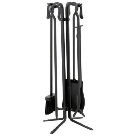 uniflame 5 piece black wrought iron fireset with crook uniflame 5 piece black wrought iron fireset with crook
