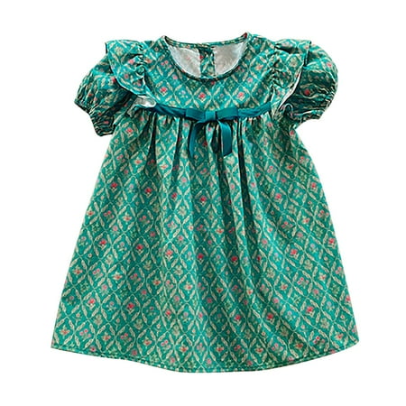 Girl s Vintage Flower Print Dress Summer Short Sleeve Crew Neck A Swing Loose Hemline Summer Clothes
Girl s Vintage Flower Print Dress Summer Short Sleeve Crew Neck A Swing Loose Hemline Summer Clothes