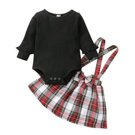 Baby Girls Autumn Winter Long Sleeve Ribbed Romper Bodysuit Plaid Suspender Dress Set Clothing
Baby Girls Autumn Winter Long Sleeve Ribbed Romper Bodysuit Plaid Suspender Dress Set Clothing