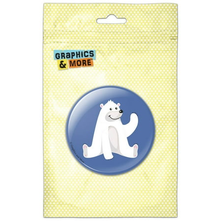 White Polar Bear Cartoon on Blue Refrigerator Button Magnet