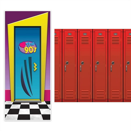 90 s Party Supplies - I Love The 90 s Door Cover Decoration and Locker Backdrop Set