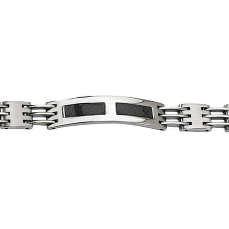 Primal Steel Stainless Steel Black Carbon Fiber ID Bracelet, 8.5