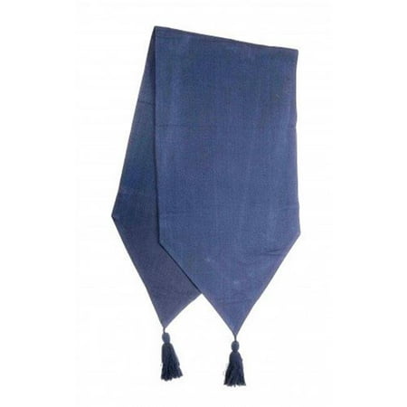 13 x 72 in. Ribbed Table Runner with Tassels Navy Blue
