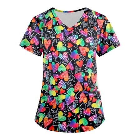 BEBUTTON Womens Scrubs Plus Size V Neck Short Sleeve Tops Loose Printed Work Uniform Shirts with Pocket Multicolor 3XL
BEBUTTON Womens Scrubs Plus Size V Neck Short Sleeve Tops Loose Printed Work Uniform Shirts with Pocket Multicolor 3XL