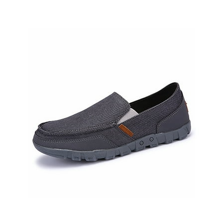 

SIMANLAN Men Casual Shoe Slip On Loafers Flat Walking Shoes Dress Comfortable Canvas Loafer Work Grey 11.5