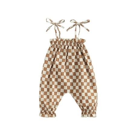 Gzhioc Baby Girls Casual Jumpsuit Brown Checkerboard Plaid Pattern Sleeveless Tie-up Strap Romper 0-24 Months
Gzhioc Baby Girls Casual Jumpsuit Brown Checkerboard Plaid Pattern Sleeveless Tie-up Strap Romper 0-24 Months