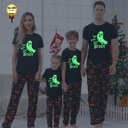 Halloween Matching Pajamas for Family Glow In The Dark Ghost Print Short Sleeve Tops Pants Set Holiday Pjs Sleepwear
Halloween Matching Pajamas for Family Glow In The Dark Ghost Print Short Sleeve Tops Pants Set Holiday Pjs Sleepwear