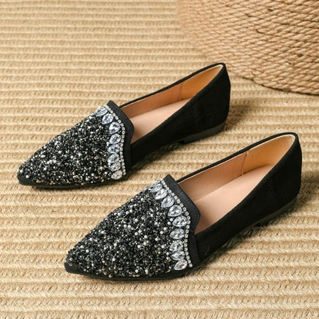 Flats Shoes Women Elegant Rhinestone Pointed Head Ballet Flats Comfortable soft memory foam Slip-On Low Heel Dress Shoes
Flats Shoes Women Elegant Rhinestone Pointed Head Ballet Flats Comfortable soft memory foam Slip-On Low Heel Dress Shoes