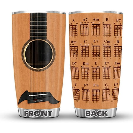 Acoustic Guitar Tumbler Cup with Lid 20oz - Stunning Detailed Guitar Image with Chord Chart on Back. 18/8 Kitchen Grade Stainless Steel Double Wall Insulation Dishwasher Safe
Acoustic Guitar Tumbler Cup with Lid 20oz - Stunning Detailed Guitar Image with Chord Chart on Back. 18/8 Kitchen Grade Stainless Steel Double Wall Insulation Dishwasher Safe