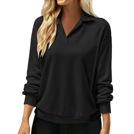 WUDATI Ladies V-Neck Pullover Long Sleeve Shirt Collar Solid Color Loose Casual Sweatshirt for Work Daily Wear Travel Shopping Fashion Outfit
WUDATI Ladies V-Neck Pullover Long Sleeve Shirt Collar Solid Color Loose Casual Sweatshirt for Work Daily Wear Travel Shopping Fashion Outfit