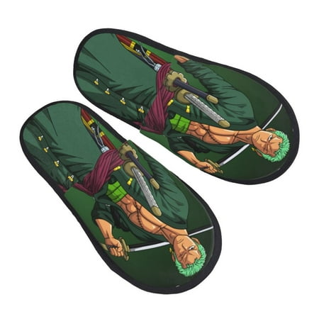 Roronoa Zoro Mens Clog Furry Slippers Indoor House Shoes
