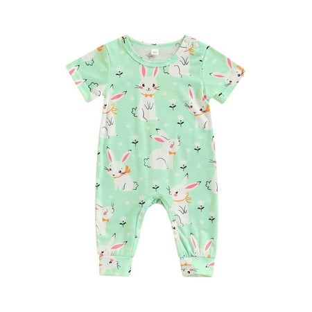Genuiskids Infant Baby Boys Girls Easter Outfit Bunny Print Jumpsuit Short Sleeve Romper One Piece Pajamas Cartoon Rabbit Clothes
Genuiskids Infant Baby Boys Girls Easter Outfit Bunny Print Jumpsuit Short Sleeve Romper One Piece Pajamas Cartoon Rabbit Clothes