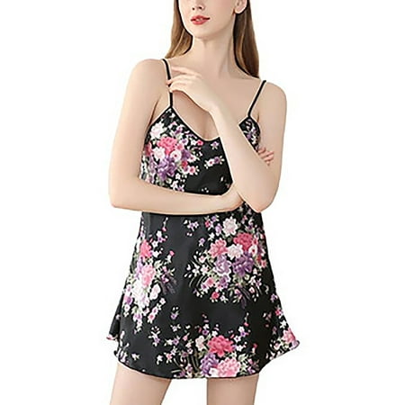 Sexy Dance Nightgowns for Women V Neck Sleepwear Sleeveless Nightwear Sling Pajamas Dresses Floral Black L
Sexy Dance Nightgowns for Women V Neck Sleepwear Sleeveless Nightwear Sling Pajamas Dresses Floral Black L