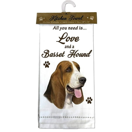 E&S Pets 700-2 Basset Hound Kitchen Towel Off-white