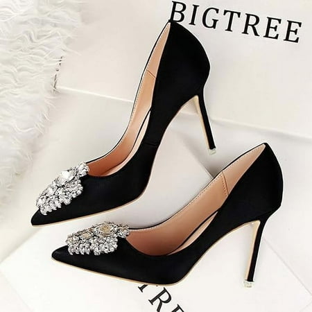 Womens Rhinestone Satin Pumps Evening Party High Heel Pumps Wedding Bridal Stilettos Shoes
Womens Rhinestone Satin Pumps Evening Party High Heel Pumps Wedding Bridal Stilettos Shoes