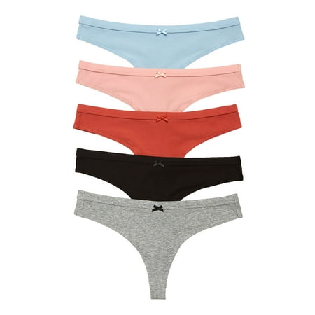 5 Pack Ribbed Cotton Thong