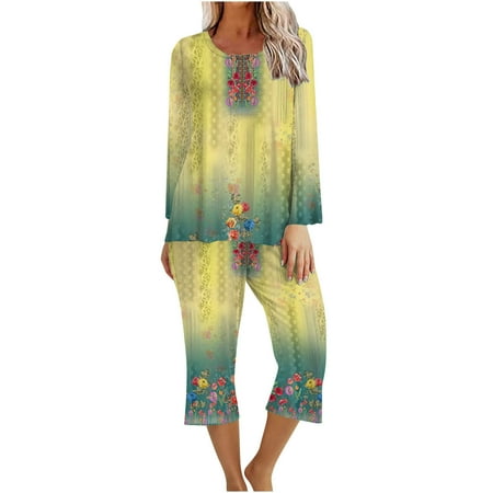 XIAOFFENN 2PC Women’s Pajama Set Super-Soft Short & Long Sleeve Top With Pants Pajamas Set Sports Set Loungewear Yellow 1 L
XIAOFFENN 2PC Women’s Pajama Set Super-Soft Short & Long Sleeve Top With Pants Pajamas Set Sports Set Loungewear Yellow 1 L