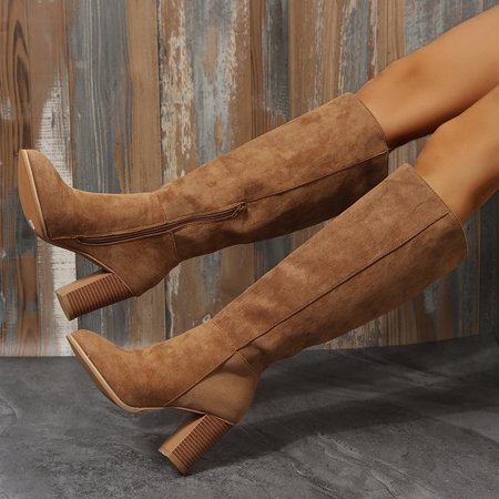 Women‘s Chunky Heel Knee High Boots Solid Color Pointed Toe High Heels Comfortable Side Zipper Shoes
Women‘s Chunky Heel Knee High Boots Solid Color Pointed Toe High Heels Comfortable Side Zipper Shoes