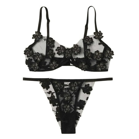 Frehsky underwear women Flowers Embroidery Bralette Lace Bra Bustier Lingerie Thong Black
Frehsky underwear women Flowers Embroidery Bralette Lace Bra Bustier Lingerie Thong Black