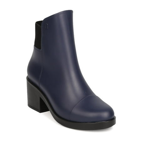 New Women Melissa 31774 PVC Elastic Capped Toe Chunky Heel Rain Boot