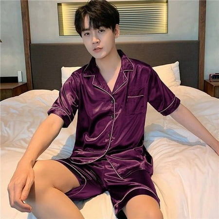 QWZNDZGR Summer Men s Sleepwear Homewear Satin Solid Color Thin Shirt Pyjamas Short-Sleeved Shorts Casual Home Clothes Silk Pajama Sets
QWZNDZGR Summer Men s Sleepwear Homewear Satin Solid Color Thin Shirt Pyjamas Short-Sleeved Shorts Casual Home Clothes Silk Pajama Sets