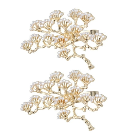 2 Pcs Pearled Pine Shaped Alloy Napkin Rings Napkin Holder Serviette Buckles for Banquet Party Dinner Table Decoration (Golden)
2 Pcs Pearled Pine Shaped Alloy Napkin Rings Napkin Holder Serviette Buckles for Banquet Party Dinner Table Decoration (Golden)