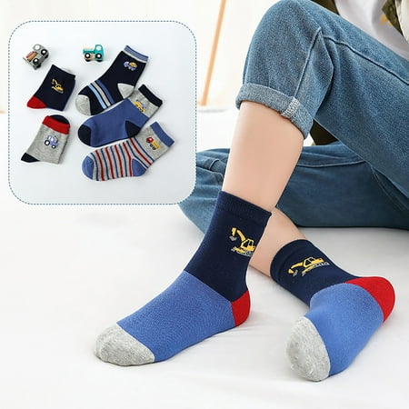 

Wandatree 5Pairs Kids Socks Cute Print Children Middle Tube Socks Breathability Warm Socks