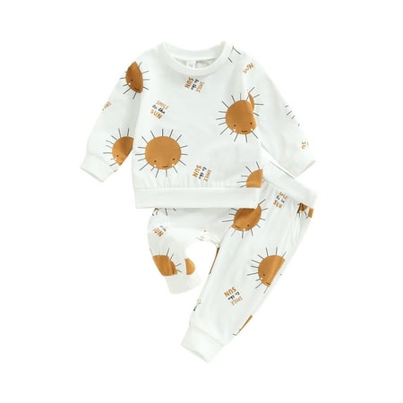 Lieserram Baby Boy Girl Spring Outfits 3 6 12 18 24 Months Long Sleeve Sun Print Sweatshirt and Pocket Pants Set
Lieserram Baby Boy Girl Spring Outfits 3 6 12 18 24 Months Long Sleeve Sun Print Sweatshirt and Pocket Pants Set