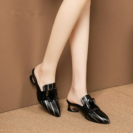 Women‘s Pointed Toe Chunky Heeled Sandals Striped Faux Leather Slip On Mules Women‘s Footwear
Women‘s Pointed Toe Chunky Heeled Sandals Striped Faux Leather Slip On Mules Women‘s Footwear