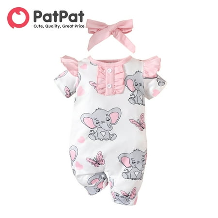 PatPat 2pcs Baby Girl Allover Elephant Print Flutter-sleeve Jumpsuit & Headband Set
PatPat 2pcs Baby Girl Allover Elephant Print Flutter-sleeve Jumpsuit & Headband Set