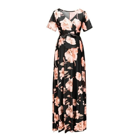 Liveday Women Pregnant Maternity Casual Maxi Dress V-neck Short Sleeve Super Long Loose Pregnant Woman Dresses with Floral Print
Liveday Women Pregnant Maternity Casual Maxi Dress V-neck Short Sleeve Super Long Loose Pregnant Woman Dresses with Floral Print