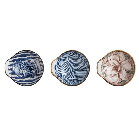 3pcs Ceramic Seasoning Plate Dishware Sauce Snack Dishes (Random Style)