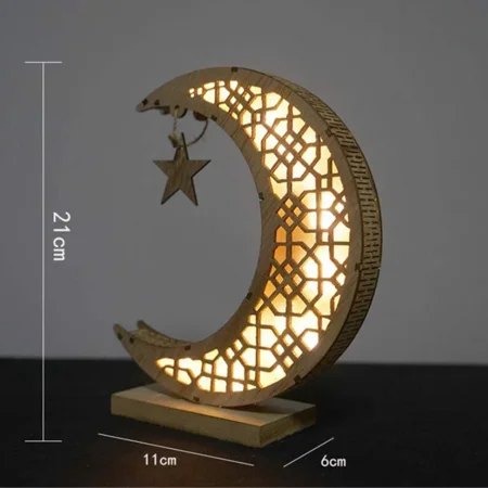 Ramadan Eid Mubarak Ornaments Wooden Moon Shape Night Light LED Muslim Ramadan Table Light Crafts Desktop Decoration for Festival Home Party
Ramadan Eid Mubarak Ornaments Wooden Moon Shape Night Light LED Muslim Ramadan Table Light Crafts Desktop Decoration for Festival Home Party