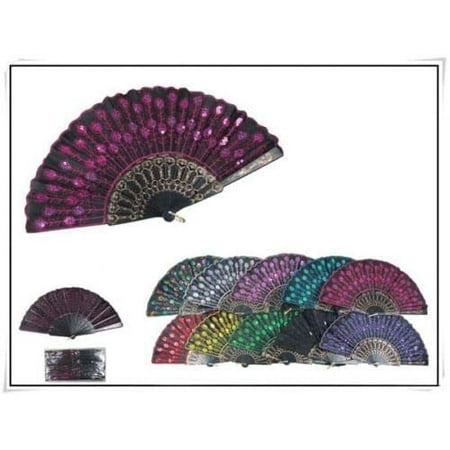 Set of 12 Mixed Hand Held Folding Fans w/Gift Bags for Party Favors Party Decor