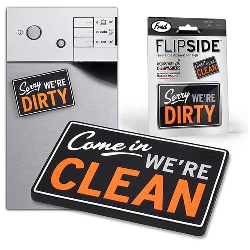 Fred & Friends Flip Side Reversible Dishwasher Magnet Clean Dirty Dishes Kitchen Sign