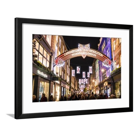 Alternative festive Christmas lights in Carnaby Street, Soho, London, England, United Kingdom, Euro Framed Print Wall Art By Fraser Hall