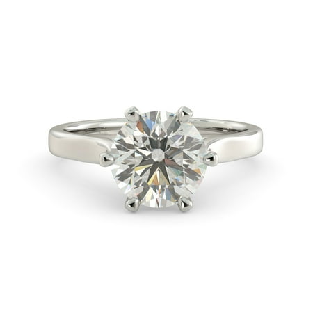 1.60 tcw Round Moissanite Diamond Solitaire Engagement Ring Solid 14k White Gold