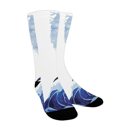 Ocean Watercolor Style Illustration of Storm Waves on White Background Aquatic Print Blue and White Custom Socks for Women
Ocean Watercolor Style Illustration of Storm Waves on White Background Aquatic Print Blue and White Custom Socks for Women