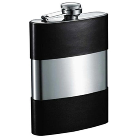 Andrew Genuine Black Leather Flask - 8 oz