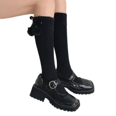 AOOOWER Women Furry Trim Faux Wool Knit Knee High Socks Lolita Plush Ball Bow Stockings
AOOOWER Women Furry Trim Faux Wool Knit Knee High Socks Lolita Plush Ball Bow Stockings