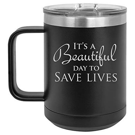 15 oz Tumbler Coffee Mug Travel Cup With Handle & Lid Vacuum Insulated Stainless Steel It s A Beautiful Day To Save Lives (Black)
15 oz Tumbler Coffee Mug Travel Cup With Handle & Lid Vacuum Insulated Stainless Steel It s A Beautiful Day To Save Lives (Black)